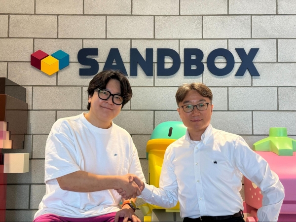 이필성 샌드박스 네트워크 CEO, 테드 킴 애니마인드 그룹 한국 매니저 (왼쪽부터)